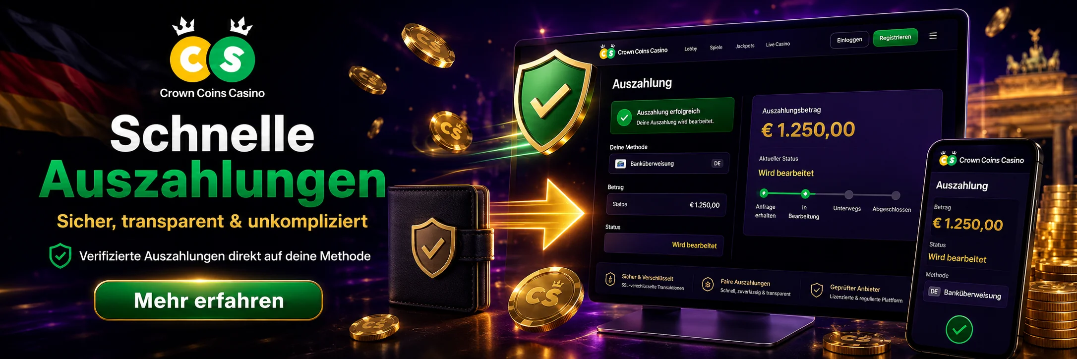 Schnelle CrownCoins Auszahlungen via Skrill — sicher, transparent, unkompliziert